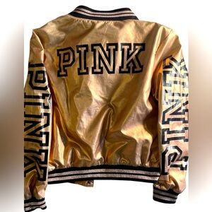 Victoria's Secret PINK Rose Gold Bomber Jacket Size Small